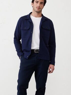 BANANA REPUBLIC FACTORY | Ribbed Knit Utility Shirt Jacket in Preppy Navy | L